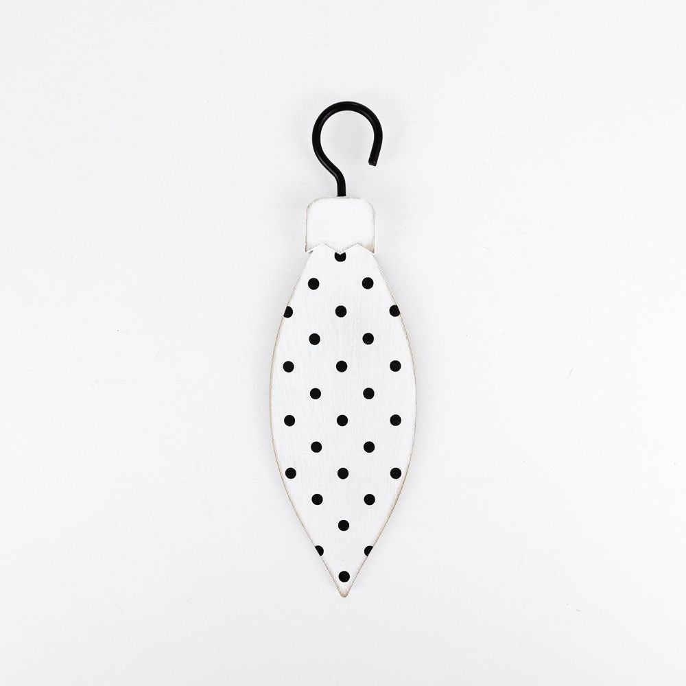 Double Sided Wood Ornament (Polka Teardrop) White/Black Adams Christmas Adams & Co.   