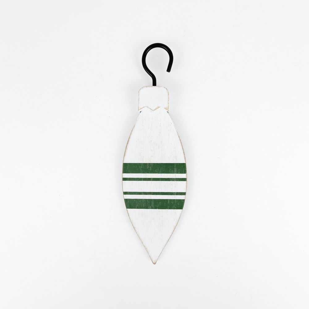 Double Sided Wood Ornament (Teardrop) White/Green Adams Christmas Adams & Co.   