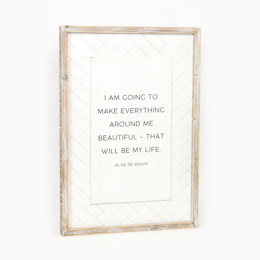 Reversible Wood Framed Herringbone Sign (Beautiful/Underestimate) Adams Everyday Adams & Co.   