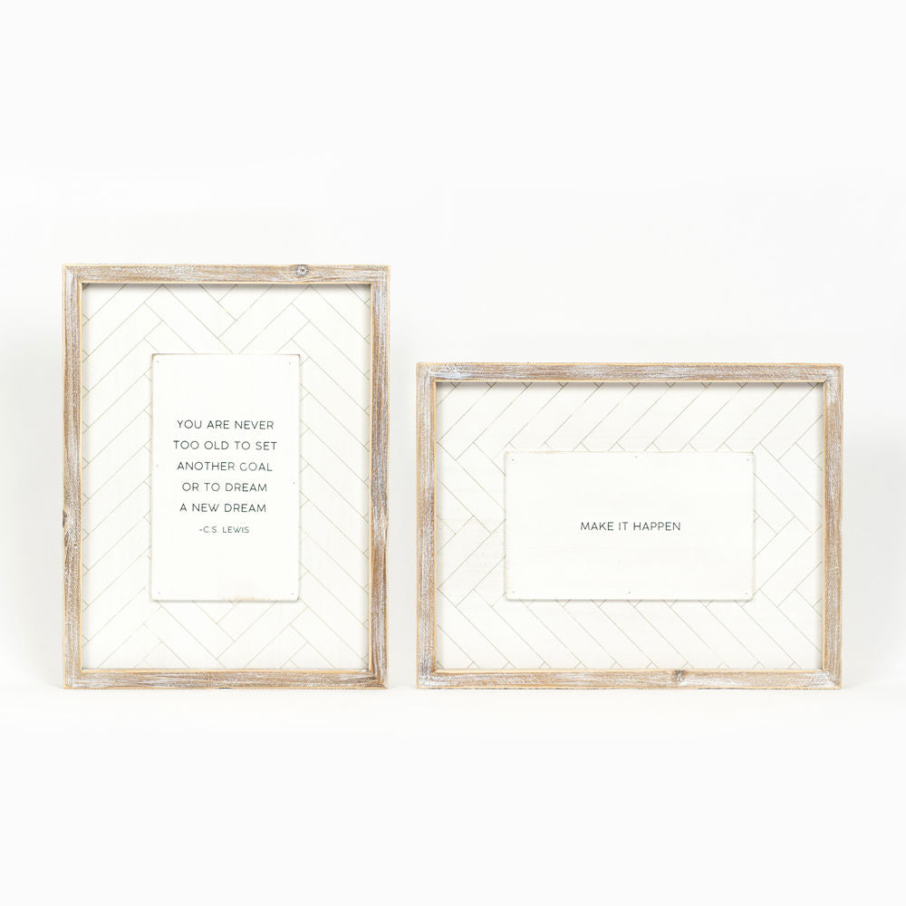 Reversible Wood Framed Herringbone Sign (Dream/Happen) White/Black Adams Everyday Adams & Co.   