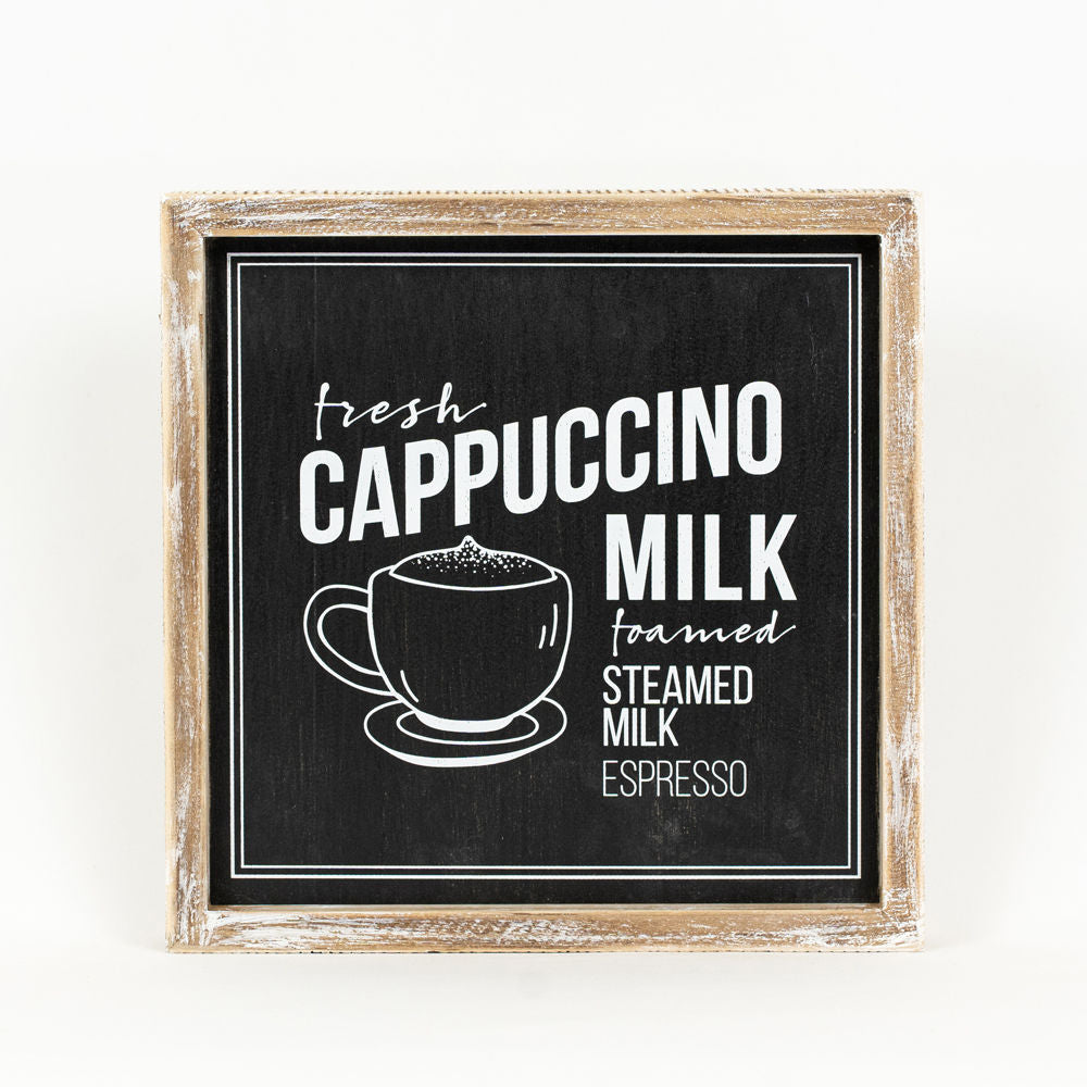 Reversible Wood Framed Sign (Cappuccino Milk) Adams Everyday Adams & Co.   