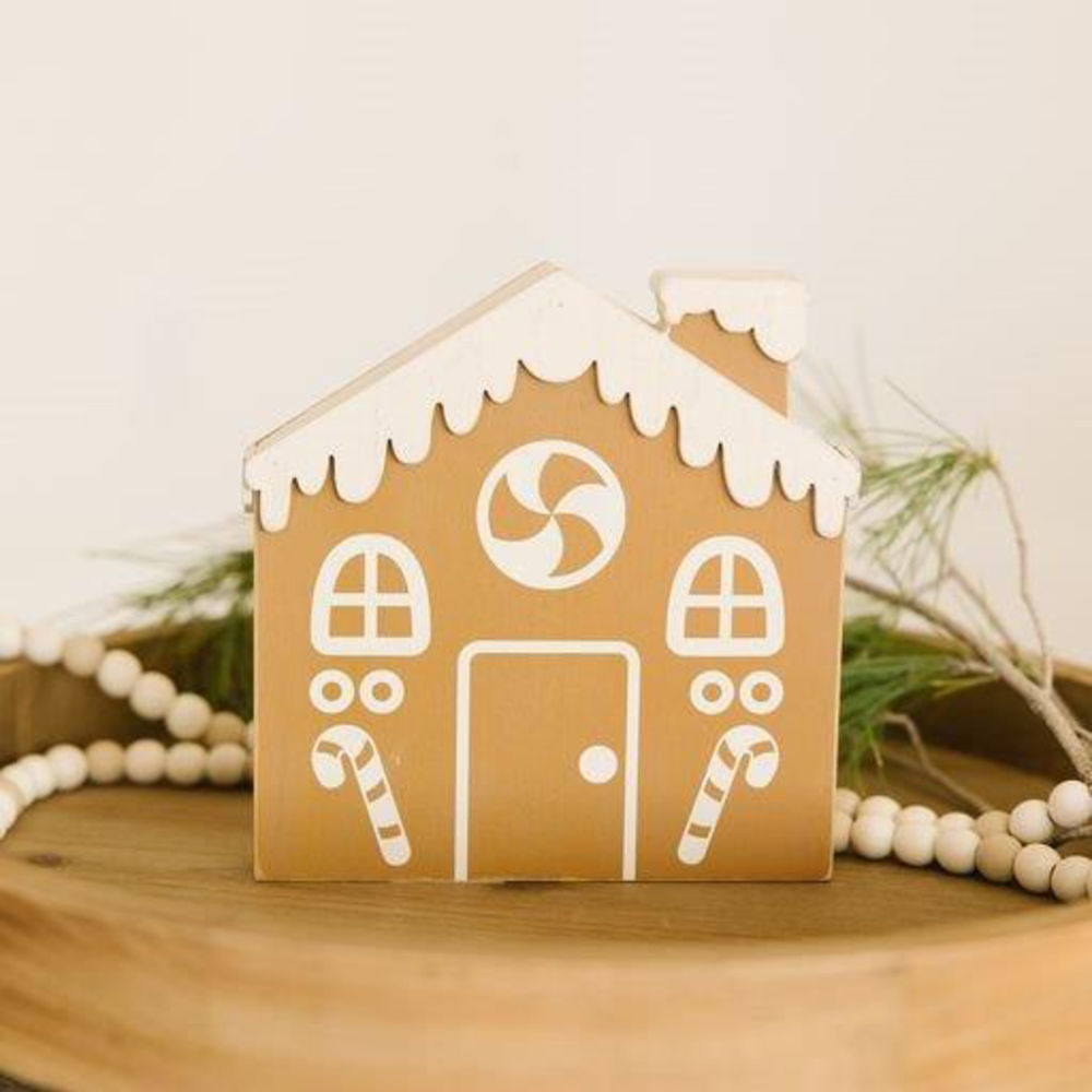 Reversible Wood Cutout House (Gingerbread) White/Brown Adams Christmas Adams & Co.   