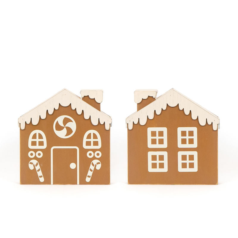 Reversible Wood Cutout House (Gingerbread) White/Brown -  Badams   