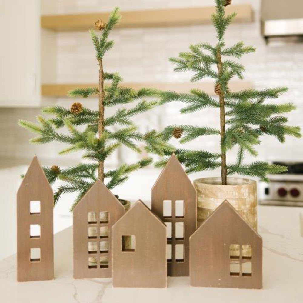 Wood Cutout S/5 Brown Houses Adams Christmas Adams & Co.   