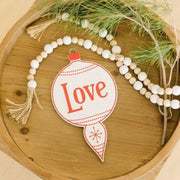 Wood Ornament (LOVE) White/Red Adams Christmas Adams & Co.   