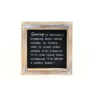 Reversible Wood Framed Sign (Bed Is My Favorite/Snoring) Black/White Adams Everyday Adams & Co.   