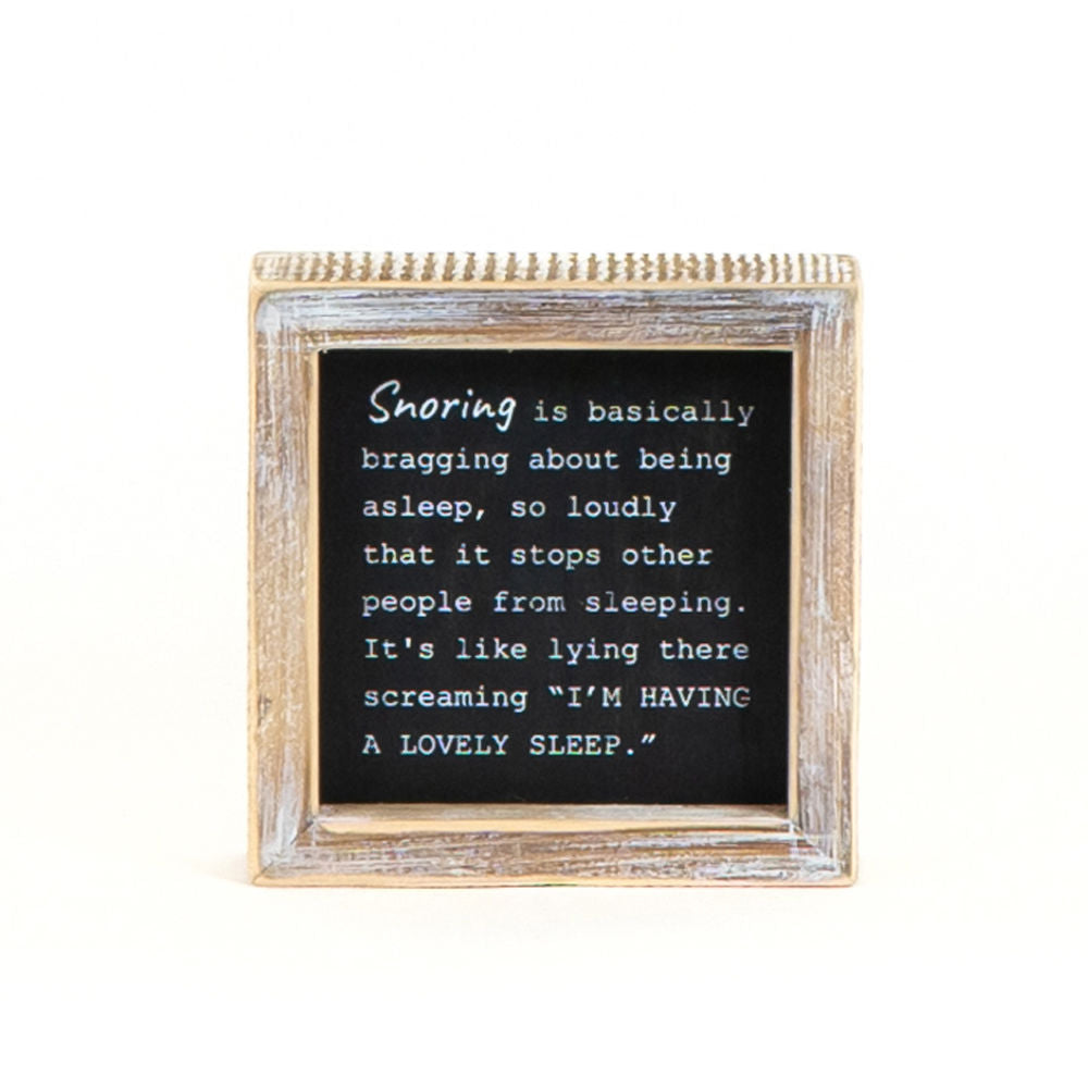 Reversible Wood Framed Sign (Bed Is My Favorite/Snoring) Black/White Adams Everyday Adams & Co.   