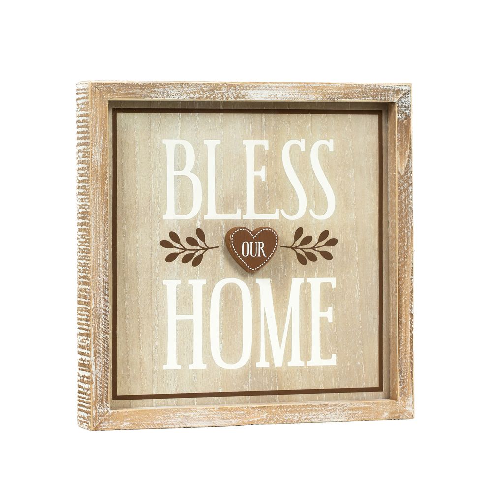 Reversible Wood Frame Sign (Horn/Bless) Adams Christmas Adams & Co.   