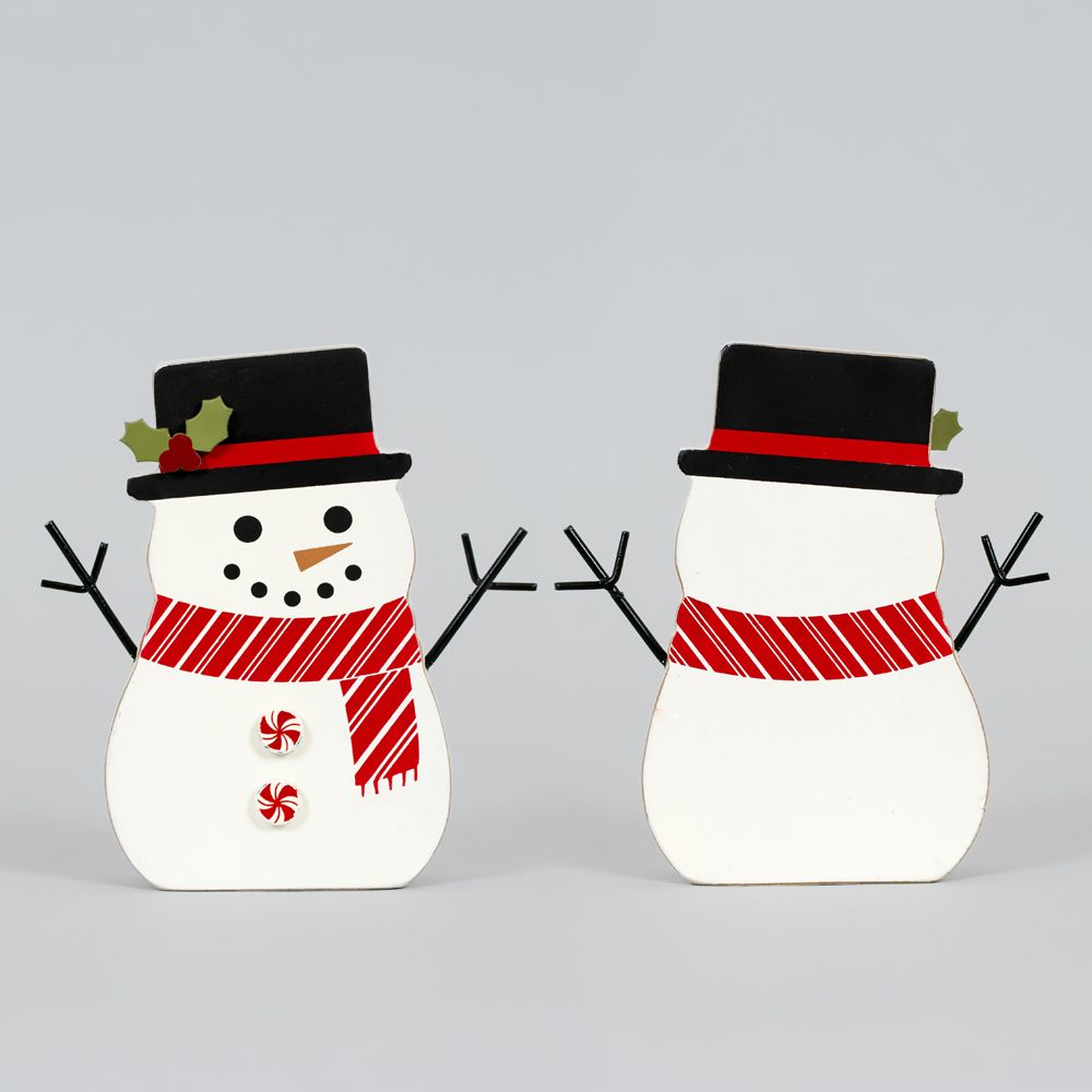 Chunky Wood Shape (Snowman) Red Scarf + Badams