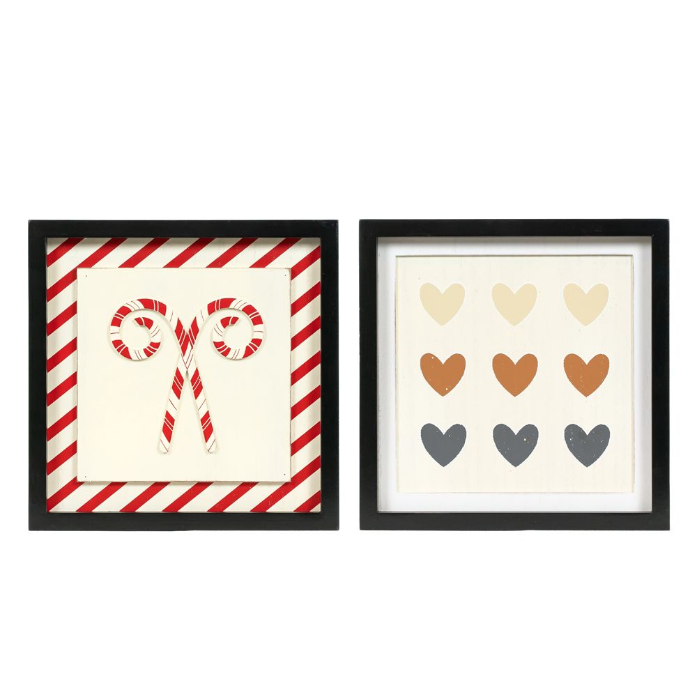 Reversible Wood Frame Sign (Candy/Heart) Adams Christmas Adams & Co.   