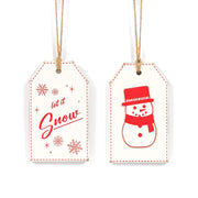 Reversible Wood Tag (Snow/Snowman) Wh/Rd Adams Christmas Adams & Co.   