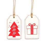 Reversible Wood Tag (Tree/Present) Rd/Wh Adams Christmas Adams & Co.   