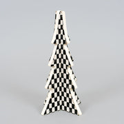 Wood Cutout Tree (Christmas) Bk/Wh + Badams