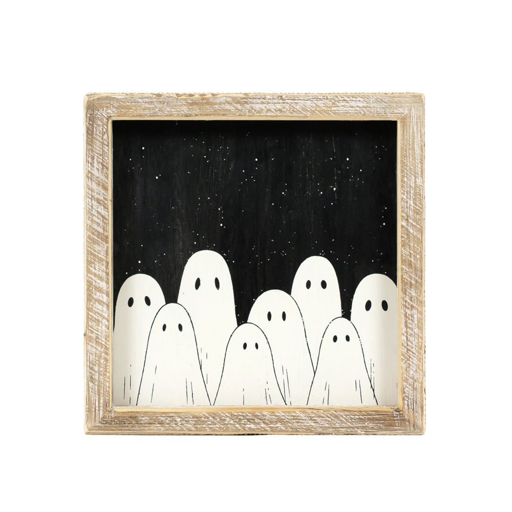 Reversible Wood Frame Sign (Ghost/Mushroom) Adams Halloween Adams & Co.   