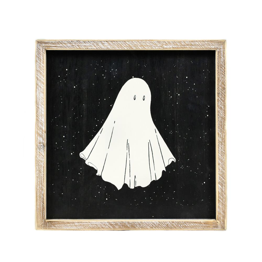 Reversible Wood Frame Sign (Ghost/Leaf) Adams Halloween Adams & Co.   