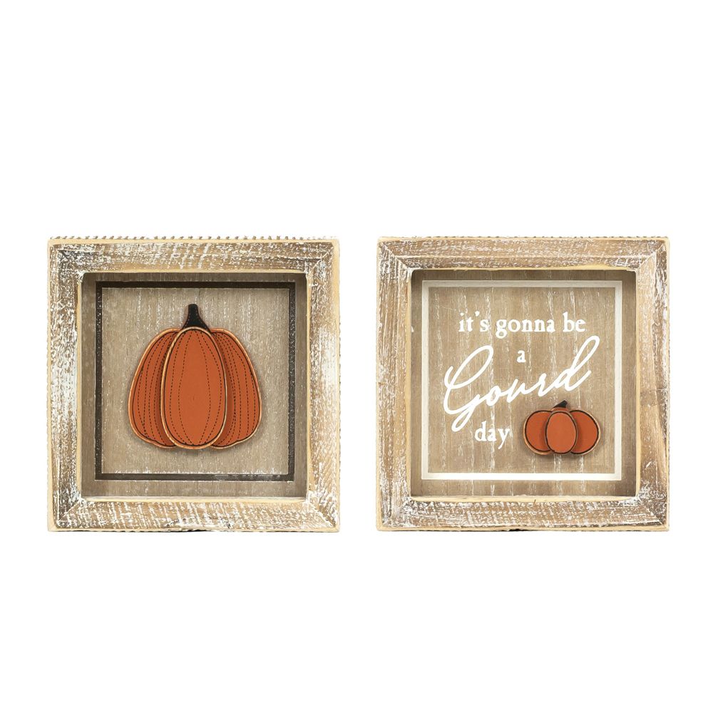 Reversible Wood Frame Sign (Pumpkin/Gourd) Adams Halloween Adams & Co.   