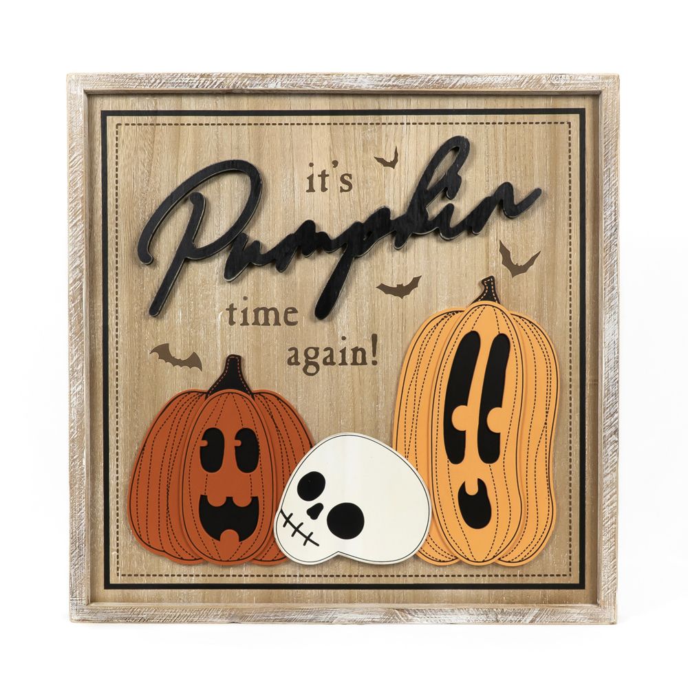 Reversible Wood Frame Sign (Fall/Pumpkin) Adams Halloween Adams & Co.   