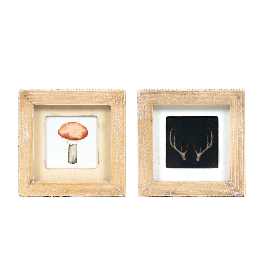 Reversible Wood Frame Sign (Antler/Mushroom)