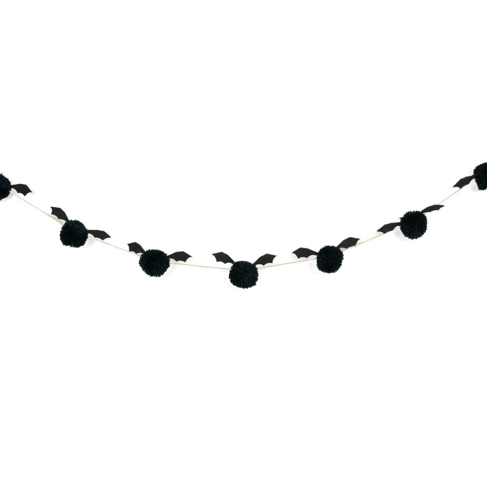 Pom Pom Garland (Bats) Black Adams Halloween Adams & Co.   