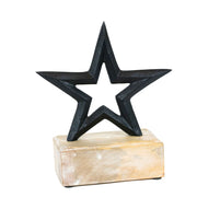 Aluminium/Mango Cutout On Stand (Star) Black/Natural Adams Everyday Adams & Co.   