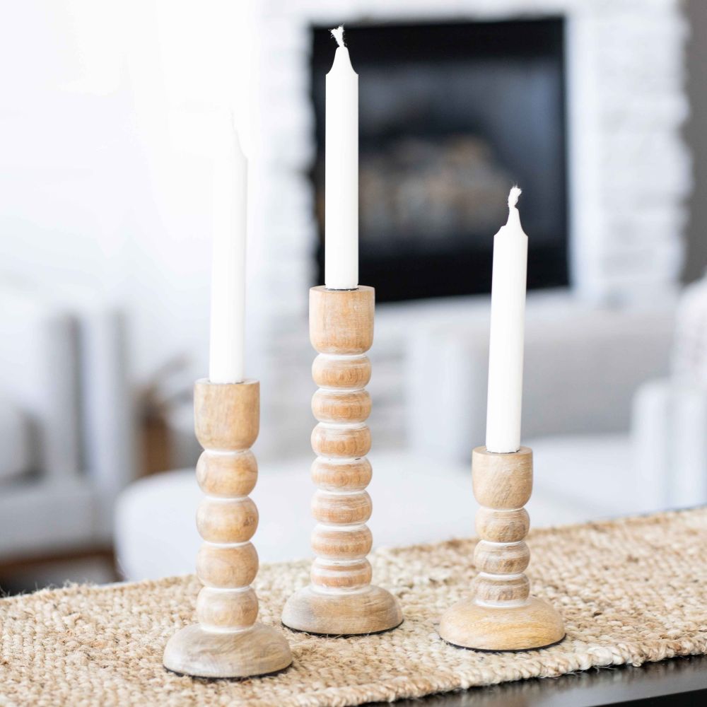 Mango Candle Holders S/3, Natural/White Adams Everyday Adams & Co.   