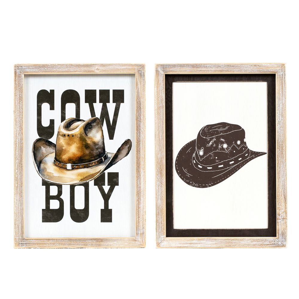 Reversible Wood Frame Sign (Cowboy) Adams Everyday Adams & Co.   