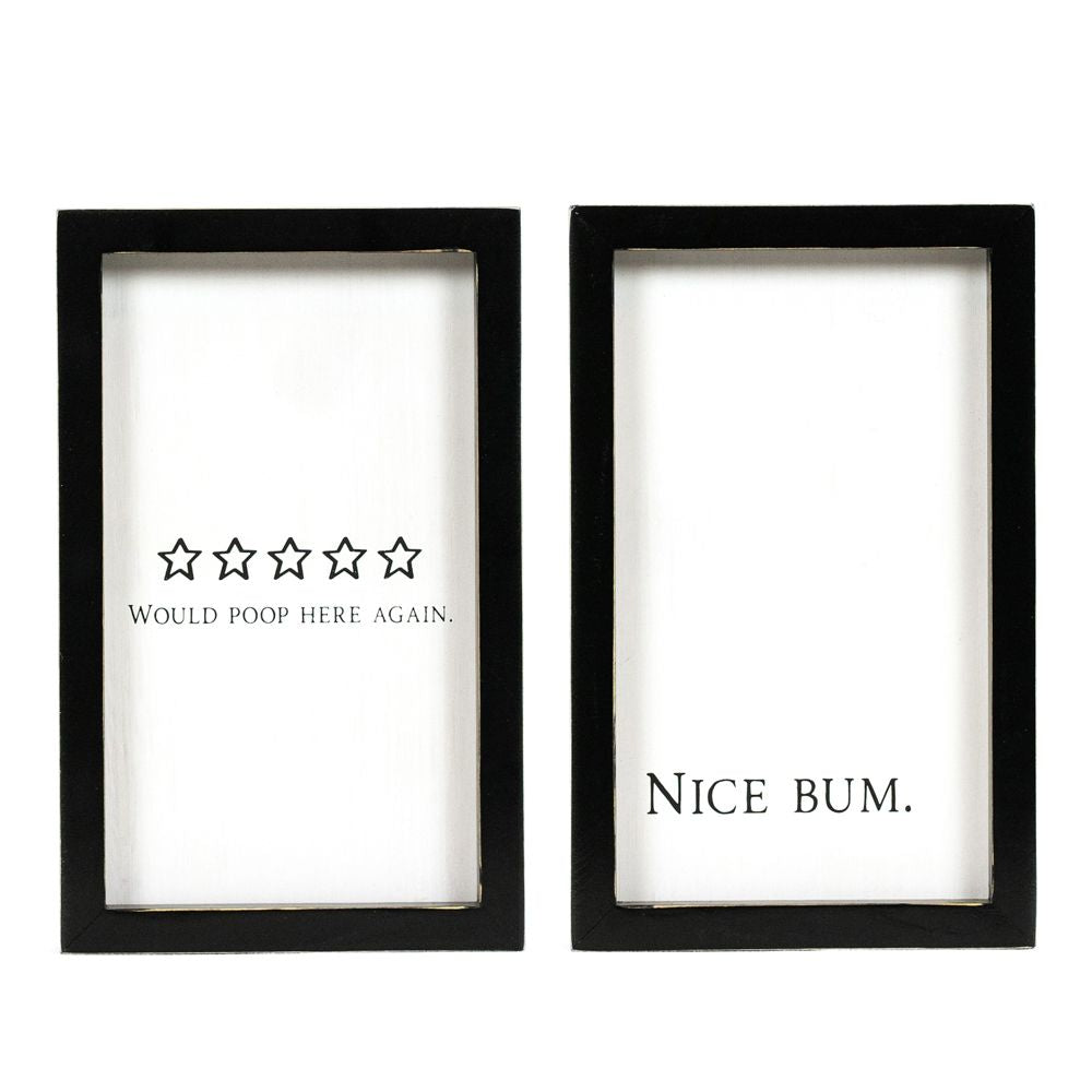 Reversible Wood Frame Sign (Bum/Poop) White/Black Adams Everyday Adams & Co.   