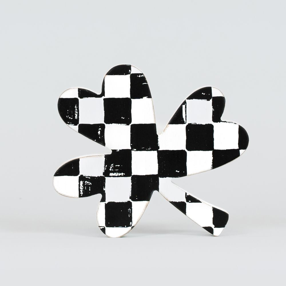 Wood Cutout (Check Clover) Black/White - Badams