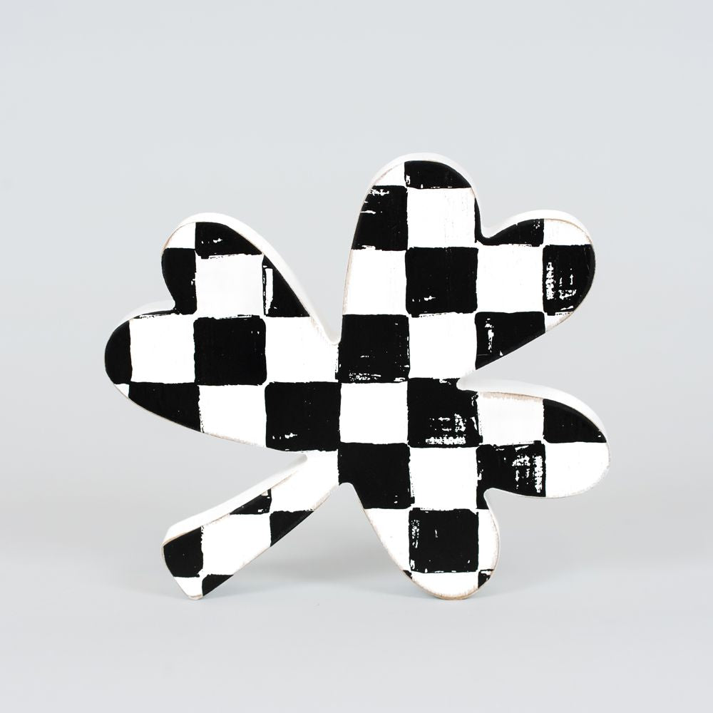 Wood Cutout (Check Clover) Black/White - Badams