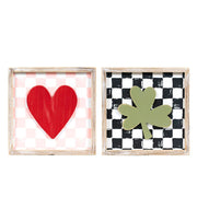 Reversible Wood Frame Sign (HEART/CLOVER) + Badams