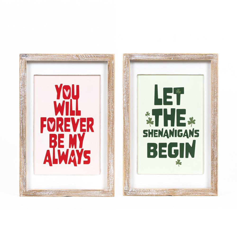 Reversible Wood frame Sign (FOREVER/SHENANIGANS) + Badams