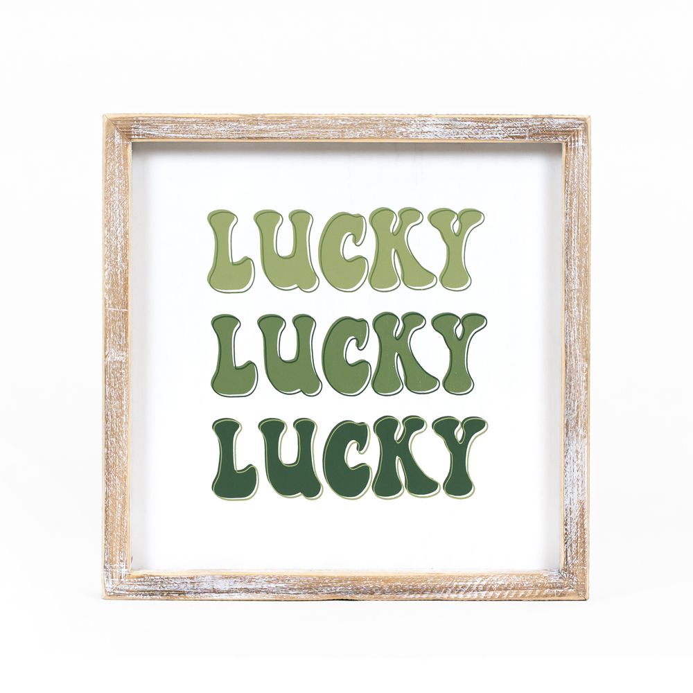 Reversible Wood Framed Sign (Love/Lucky) Adams Valentines Adams & Co.