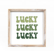 Reversible Wood Framed Sign (Love/Lucky) Adams Valentines Adams & Co.