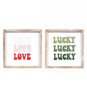 Reversible Wood Framed Sign (Love/Lucky) - Badams