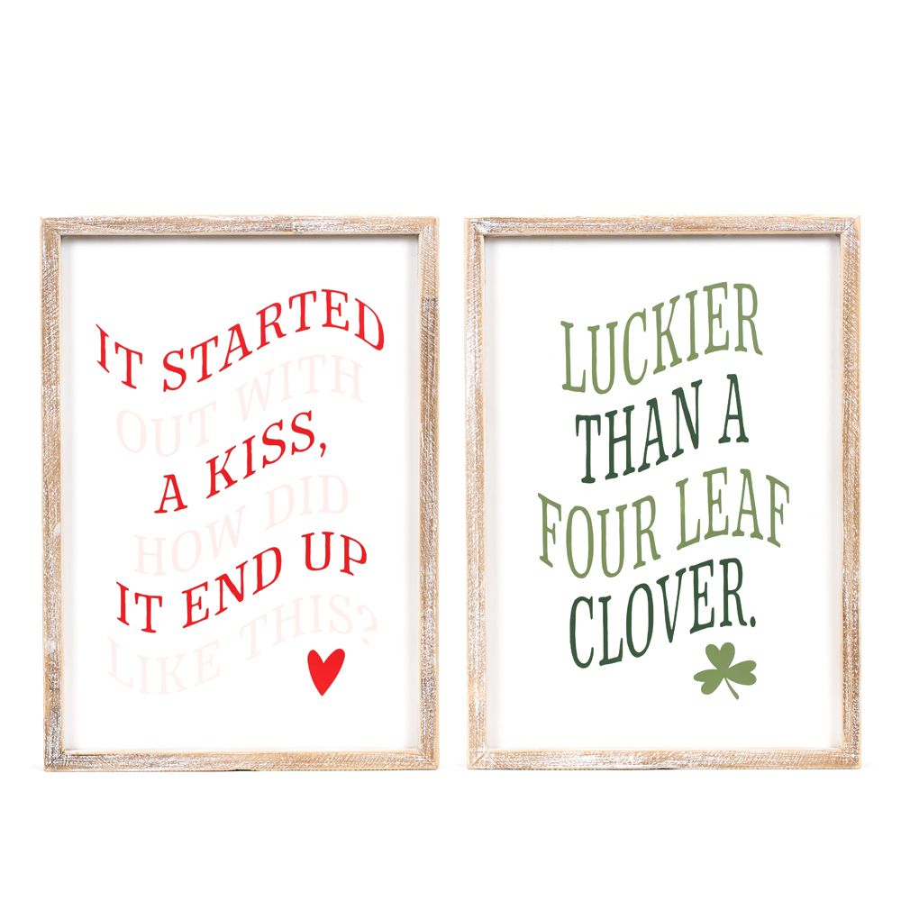 Reversible Wood Frame Sign (Kiss/Clover) + Badams