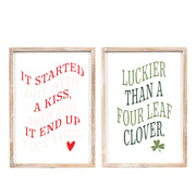 Reversible Wood Frame Sign (Kiss/Clover) Adams Valentines Adams & Co.