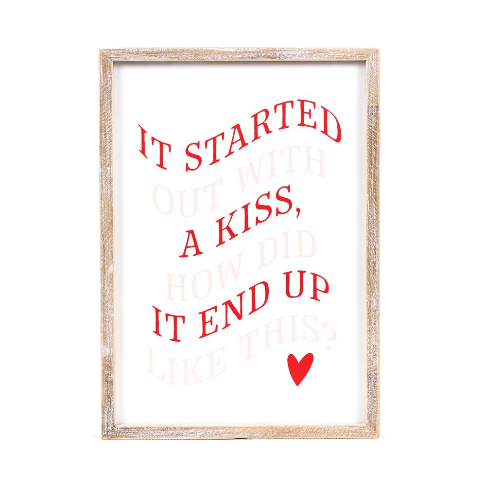 Reversible Wood Frame Sign (Kiss/Clover) Adams Valentines Adams & Co.