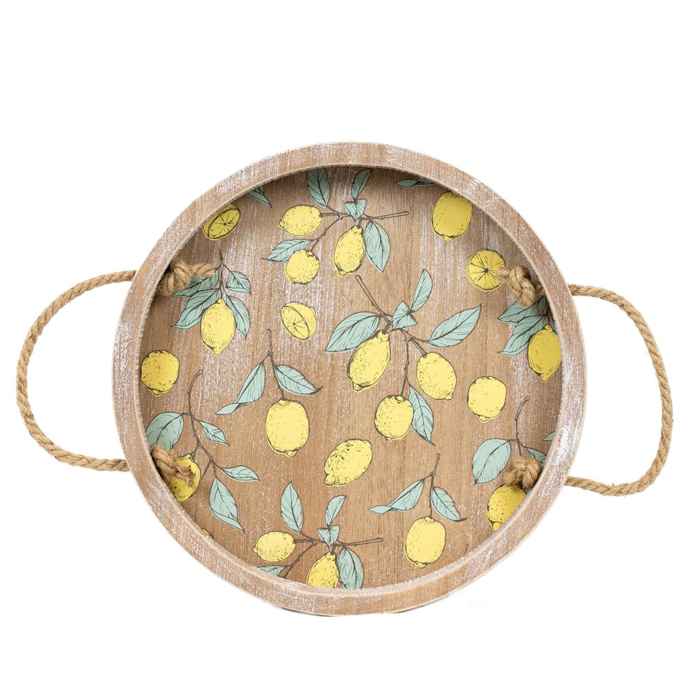 Round Wood Tray (Lemons) Adams Summer Adams & Co.