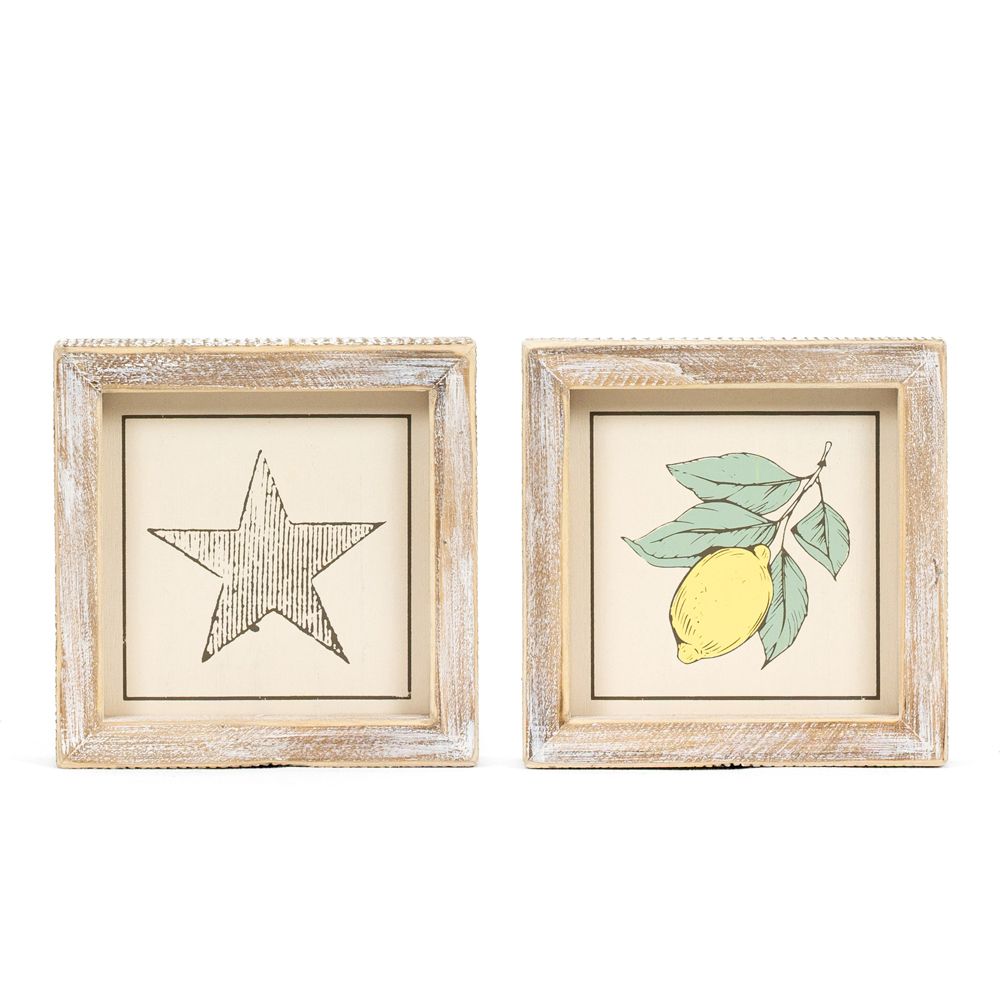 Reversible Wood Frame Sign (Star/Lemon) Adams Summer Adams & Co.