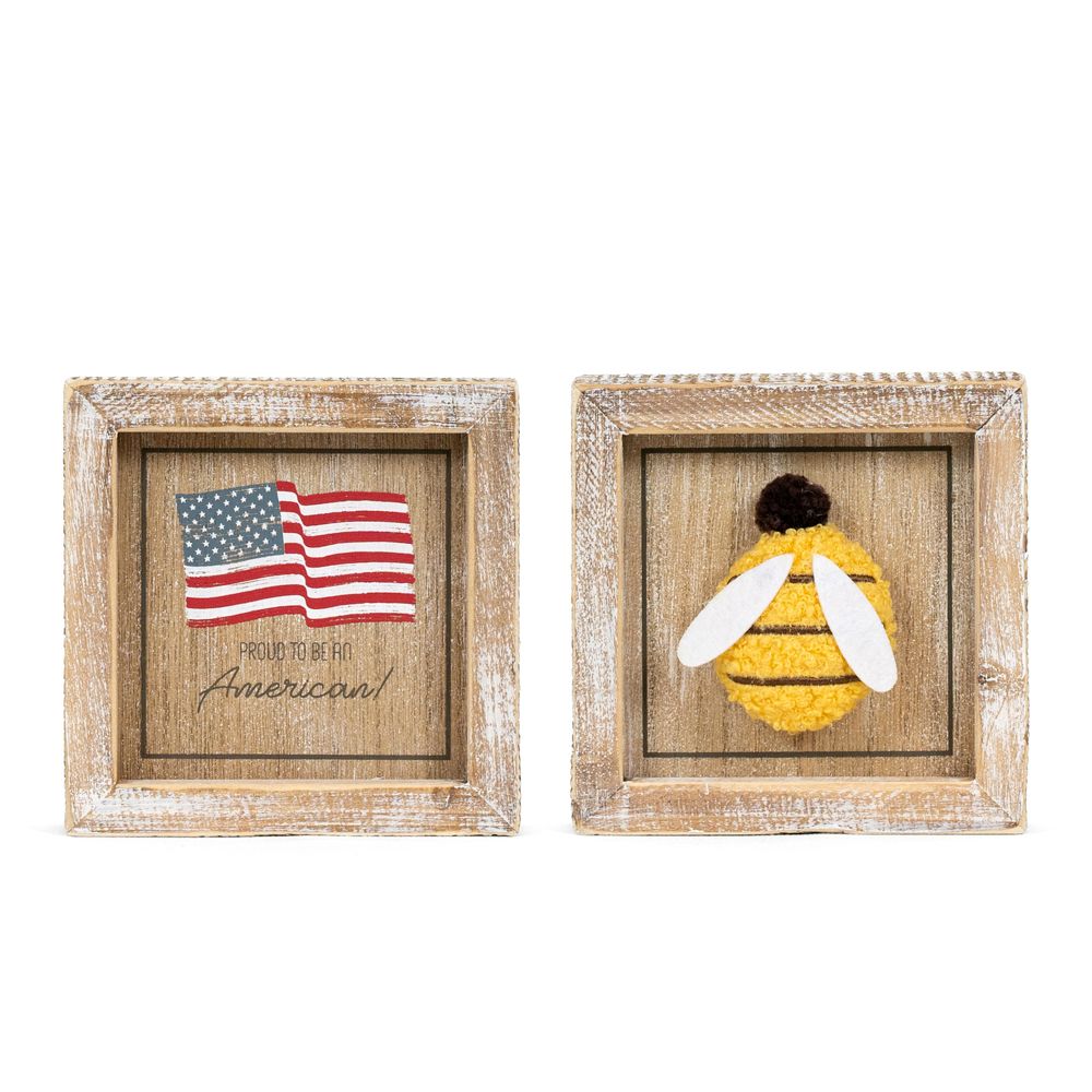 Reversible Wood Frame Sign (Proud/Bee) Adams Summer Adams & Co.