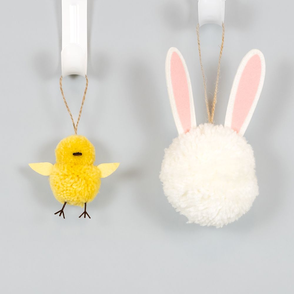 Pom Pom Ornament S/2 (Bunny/Chick) + Badams