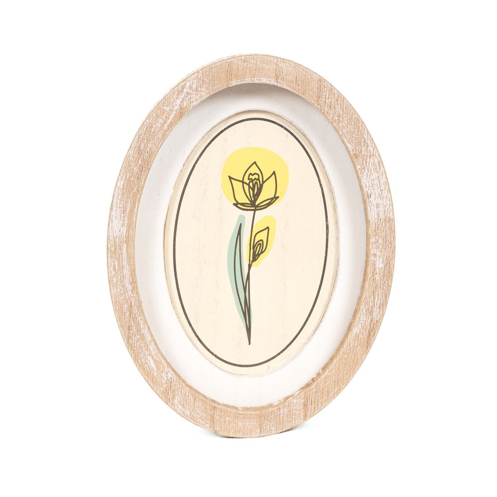 Reversible Oval Wood Frame Sign (Daffodil) + Badams