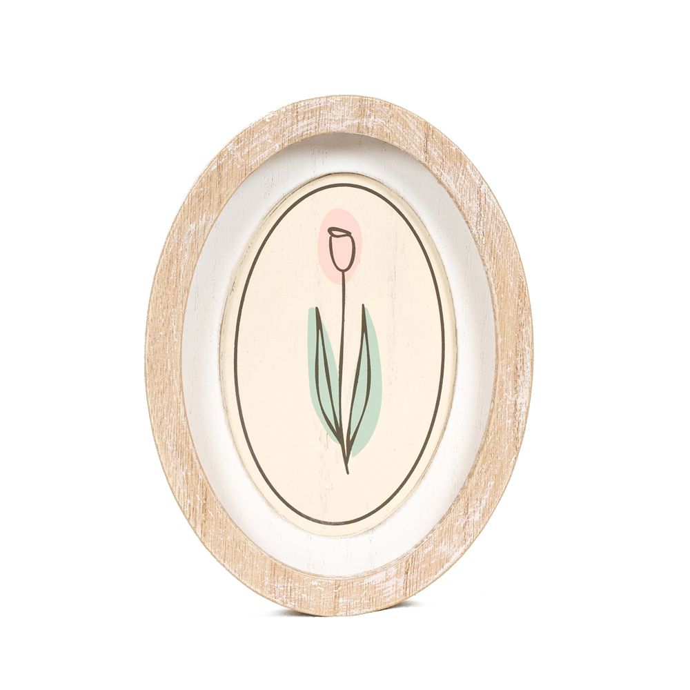 Reversible Oval Wood Frame Sign (Tulip) Adams Easter/Spring Adams & Co.