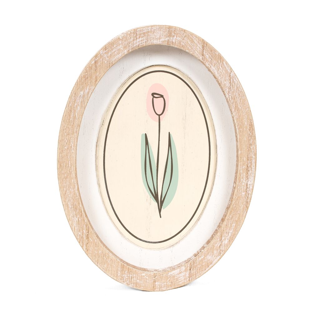 Reversible Oval Wood Frame Sign (Tulip) Adams Easter/Spring Adams & Co.