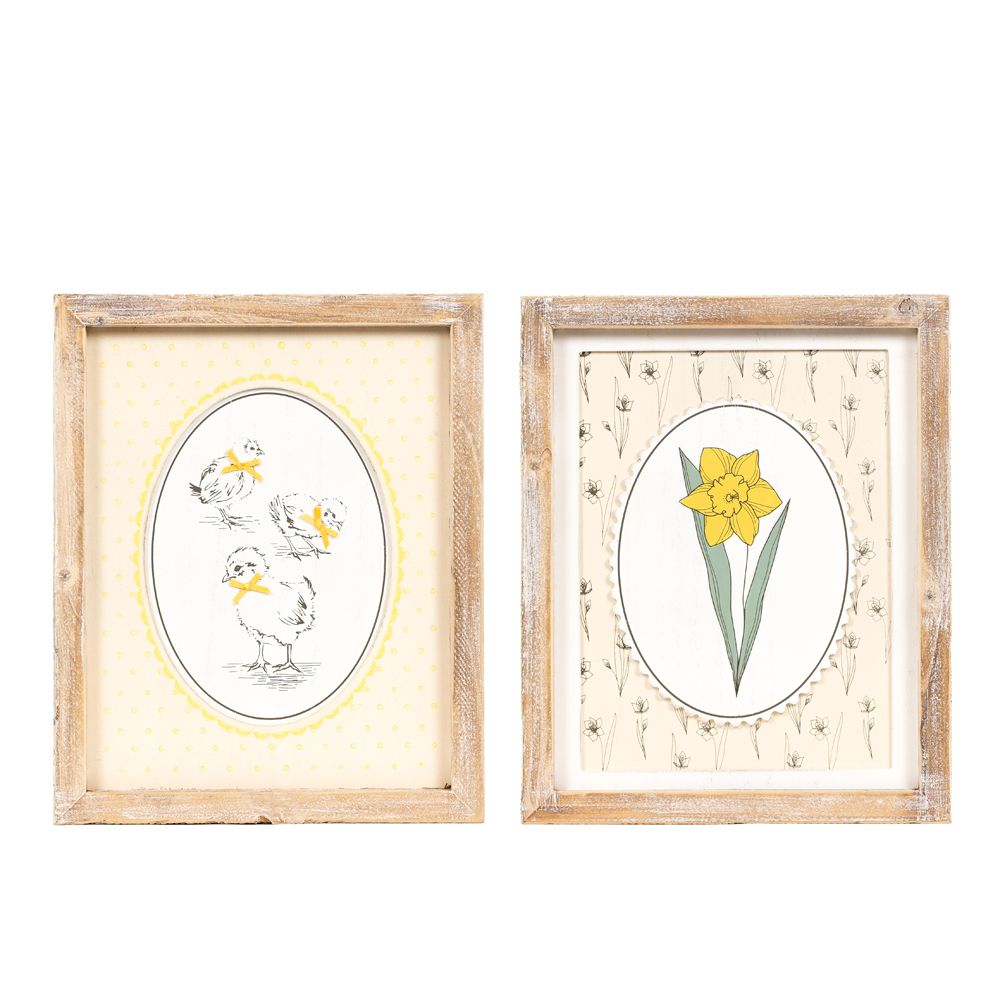 Reversible Wood Frame Sign (Daffodil/Chicks)