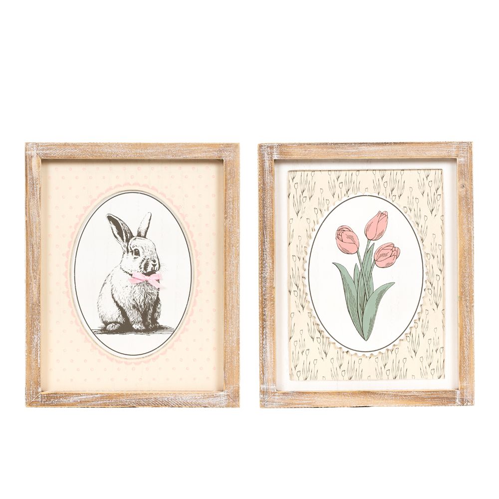 Reversible Wood Frame Sign (Tulip/Bunny) Adams Easter/Spring Adams & Co.