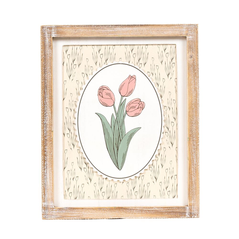 Reversible Wood Frame Sign (Tulip/Bunny) Adams Easter/Spring Adams & Co.