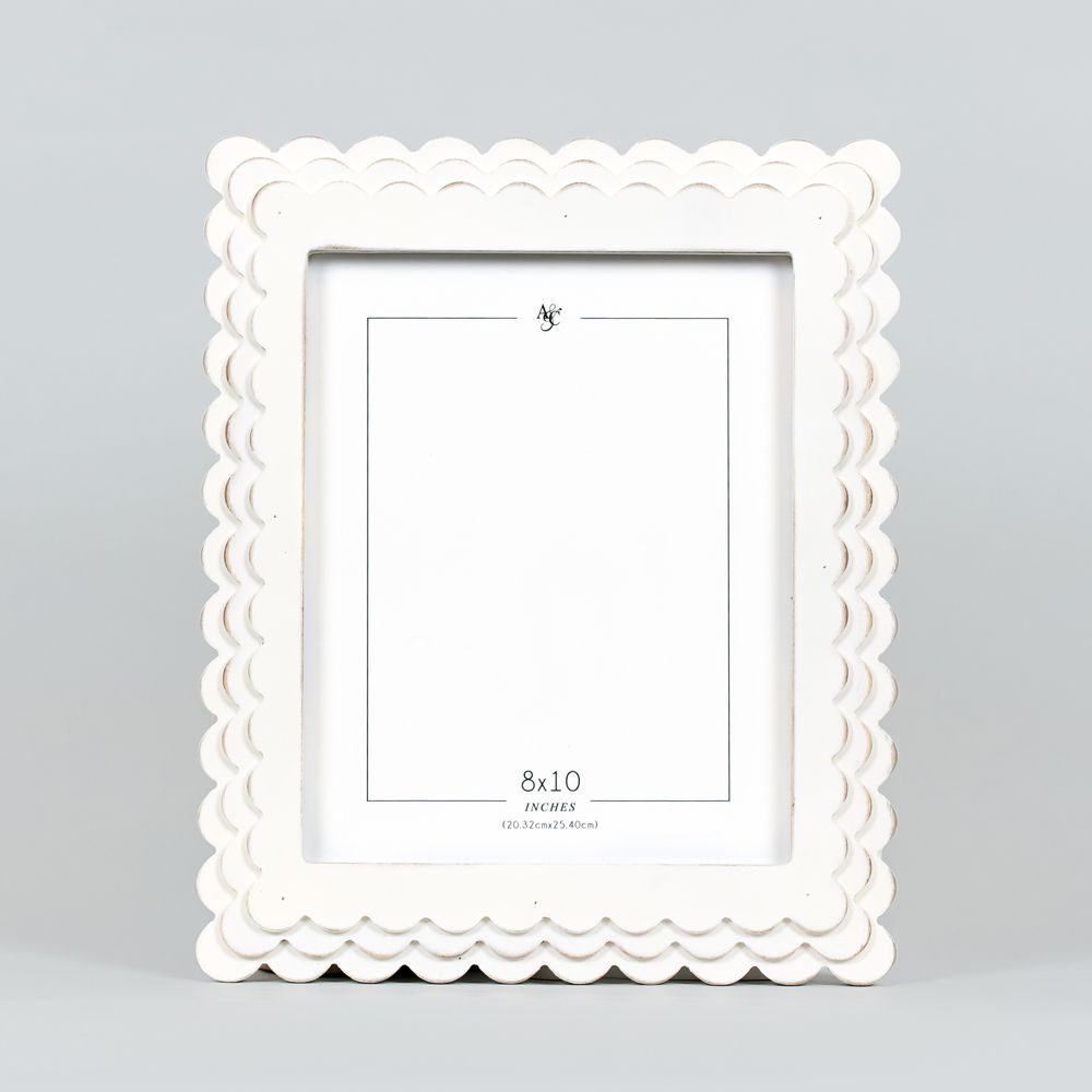 Wood Scallop Photo Frame (8X10) White Adams Everyday Adams & Co.