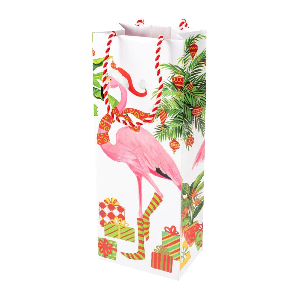 Christmas Flamingos - Bottle Bag  Caspari   