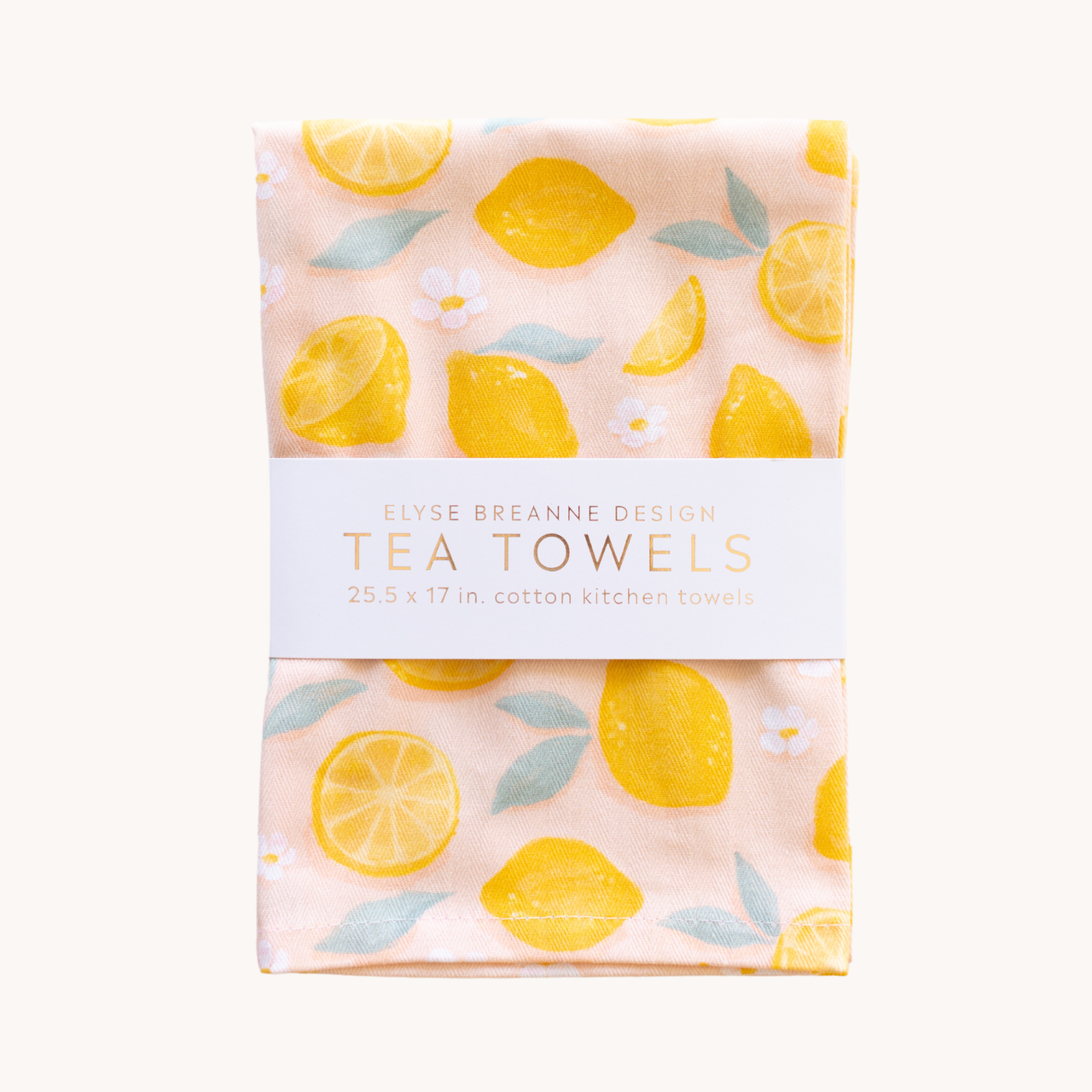 Pack of 2 Painted Lemons Tea Towels Elyse Breanne Design